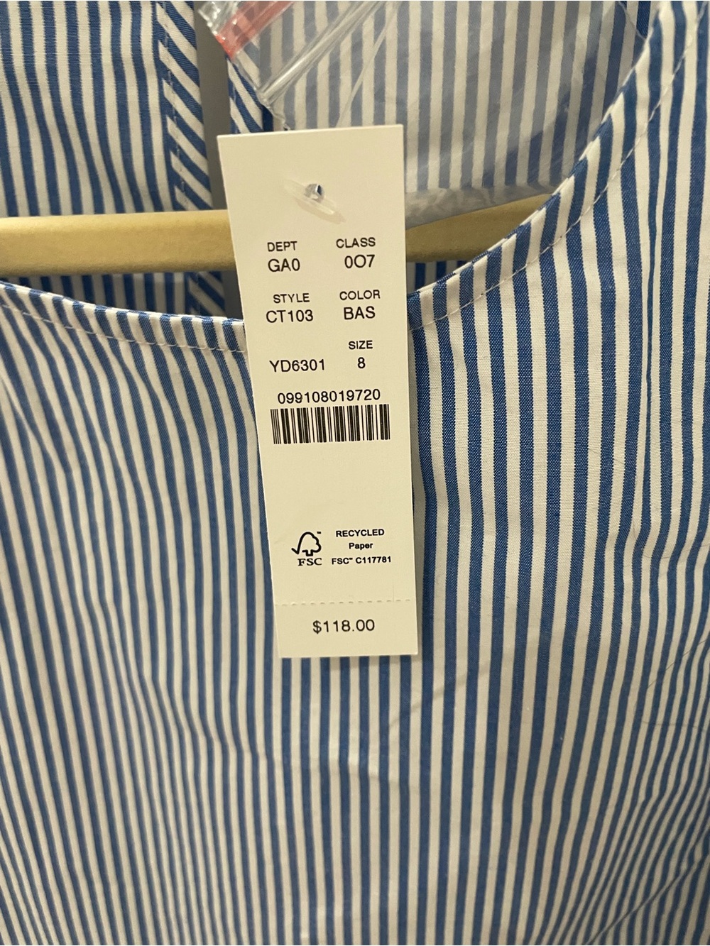 J. Crew Blue and White Pinstripe Long Sleeve Blouse - Picture 4 of 4